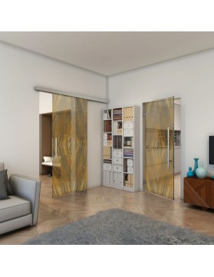 Pendeltür - Fineprint Model 034 Gold auf Grauglas