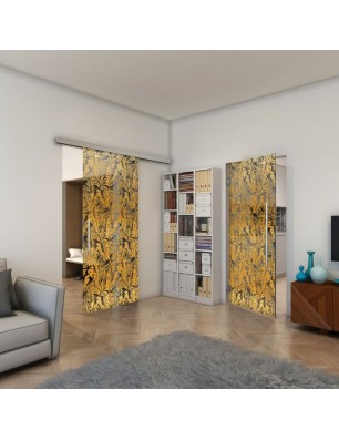 Pendeltür - Fineprint Model 091 Gold auf Grauglas