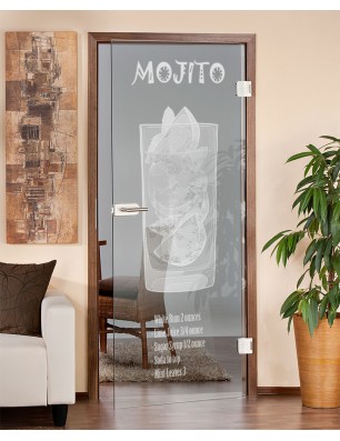 Ganzglastür Mojito Gelasert Auf Klarglas