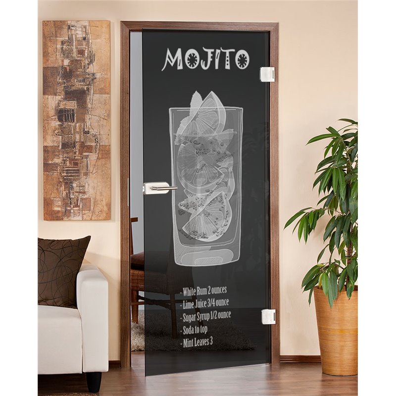 Ganzglastür Mojito Gelasert Auf Grauglas Ganzglastür Mojito Gelasert Auf Grauglas