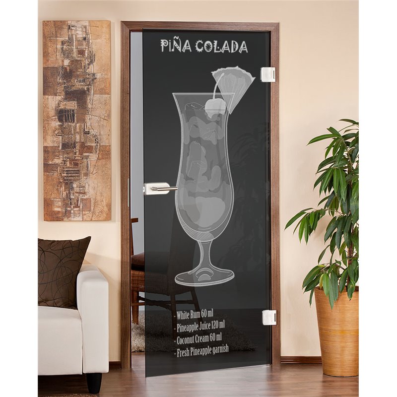 Ganzglastür Pina Colada Gelasert Auf Grauglas Ganzglastür Pina Colada Gelasert Auf Grauglas