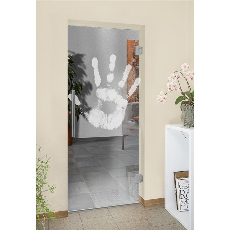 Pendeltür Hand Gelasert Auf Klarglas Pendeltür Hand Gelasert Auf Klarglas
