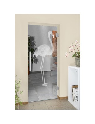 Pendeltür Flamingo Gelasert Auf Klarglas