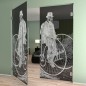 Pendeltür Vintage Bike Gelasert Auf Grauglas