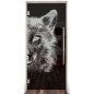 Pendeltür Wolf 4 Gelasert Auf Grauglas