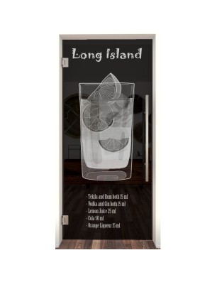 Pendeltür Long Island Gelasert Auf Grauglas