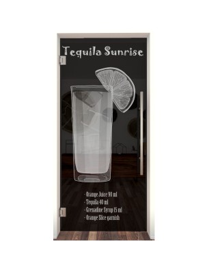 Pendeltür Tequila Sunrise Gelasert Auf Grauglas