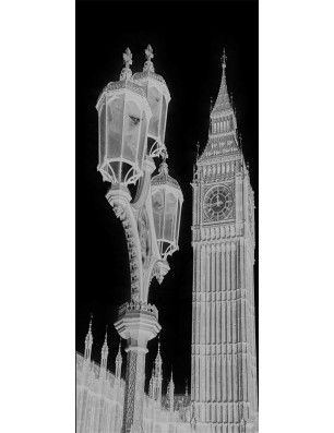 Lichtausschnitt Big Ben Gelasert Auf Klarglas