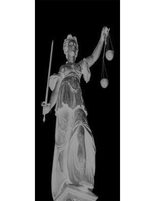 Lichtausschnitt Justitia Gelasert Auf Klarglas