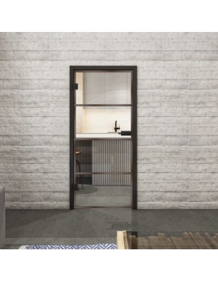 Ganzglastür Loft Rosteisen Genietet 02 Auf Klarglas