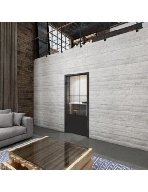 Ganzglastür Loft Schwarzlack 03 Auf Klarglas