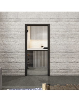 Ganzglastür Loft Schwarzlack 04 Auf Klarglas
