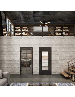 Ganzglastür Loft Rosteisen Genietet 05 Auf Klarglas