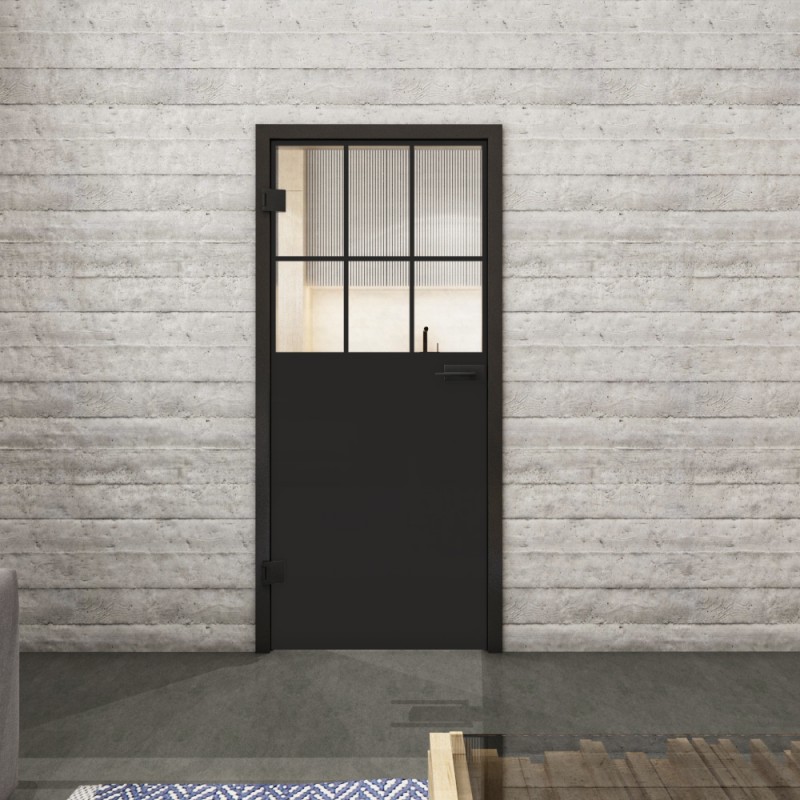 Ganzglastür Loft Schwarzlack 27 Auf Klarglas