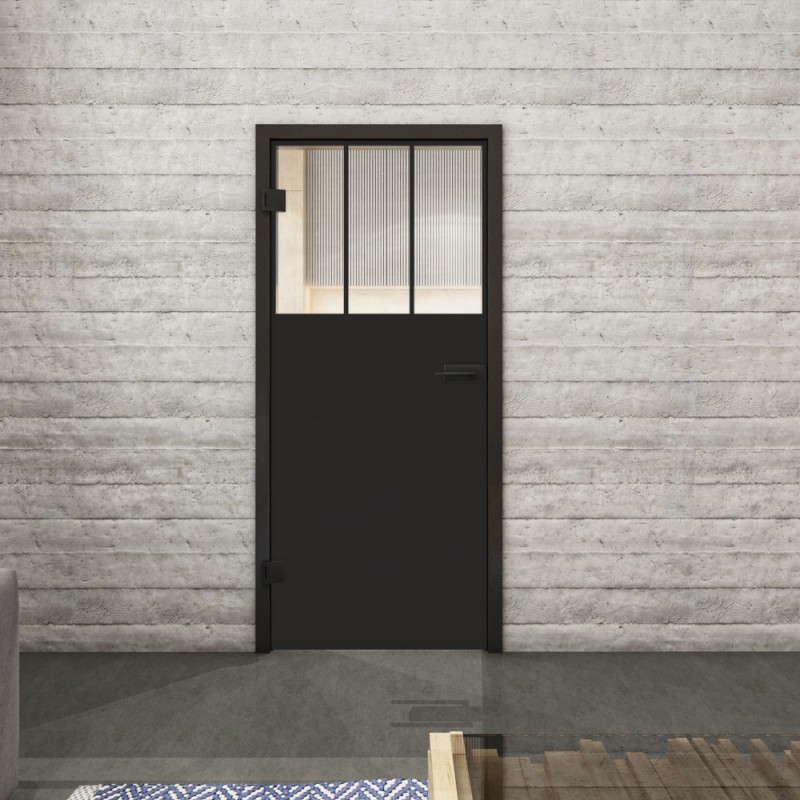 Ganzglastür Loft Schwarzlack 29 Auf Klarglas