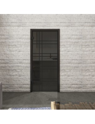Ganzglastür Loft Schwarzlack 19 Auf Grauglas