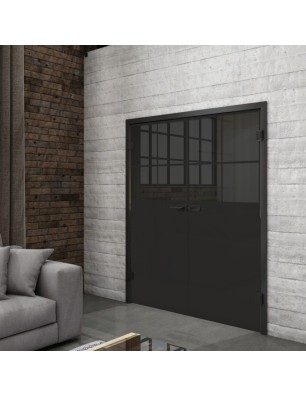 Ganzglastür Loft Schwarzlack 23 Auf Grauglas