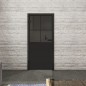 Ganzglastür Loft Schwarzlack 24 Auf Grauglas