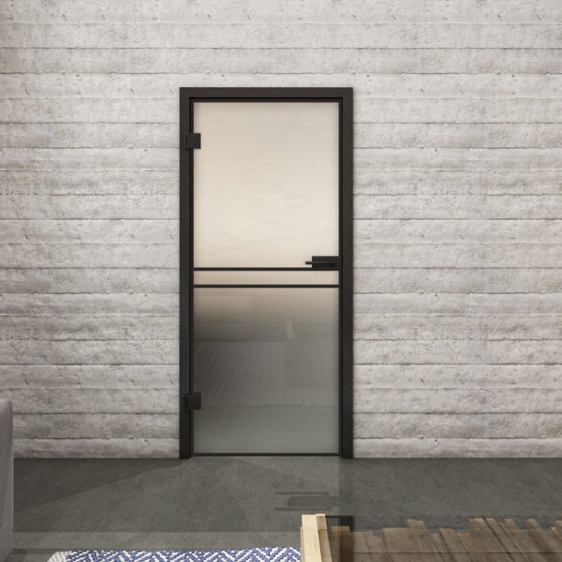 Ganzglastür Loft Schwarzlack 18 Blickdicht