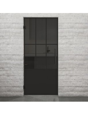 Pendeltür Loft Schwarzlack 03 Auf Grauglas-modernes Zuhause