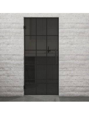 Pendeltür Loft Schwarzlack 09 Auf Grauglas-modernes Zuhause