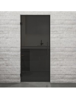 Pendeltür Loft Schwarzlack 18 Auf Grauglas-modernes Zuhause