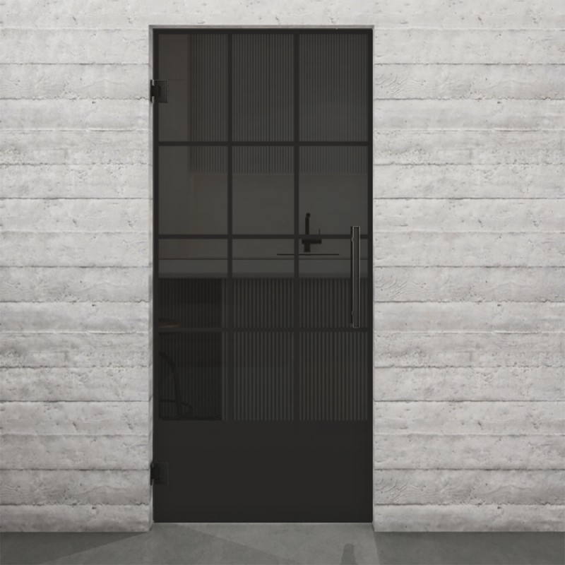 Pendeltür Loft Schwarzlack 37 Auf Grauglas