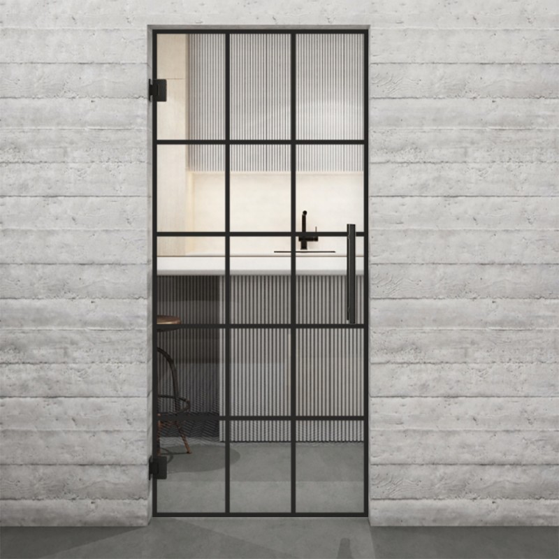 Pendeltür Loft Schwarzlack 09 Auf Klarglas