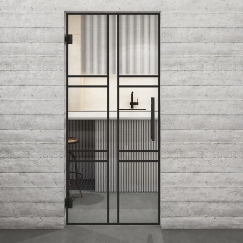 Pendeltür Loft Schwarzlack 14 Auf Klarglas