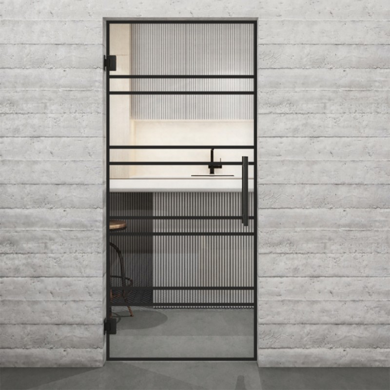 Pendeltür Loft Schwarzlack 16 Auf Klarglas
