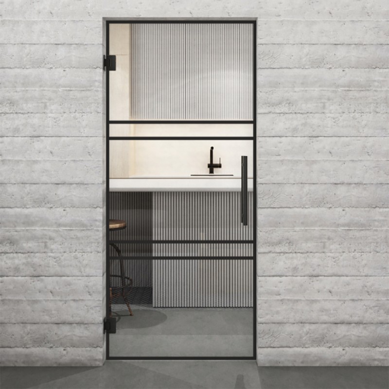 Pendeltür Loft Schwarzlack 17 Auf Klarglas