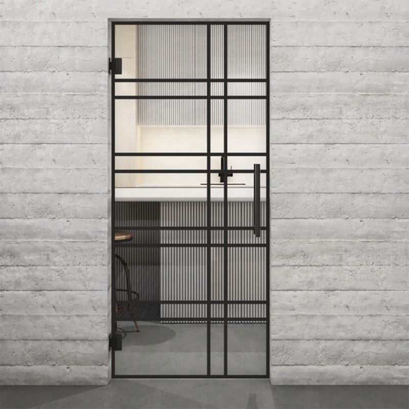 Pendeltür Loft Schwarzlack 19 Auf Klarglas