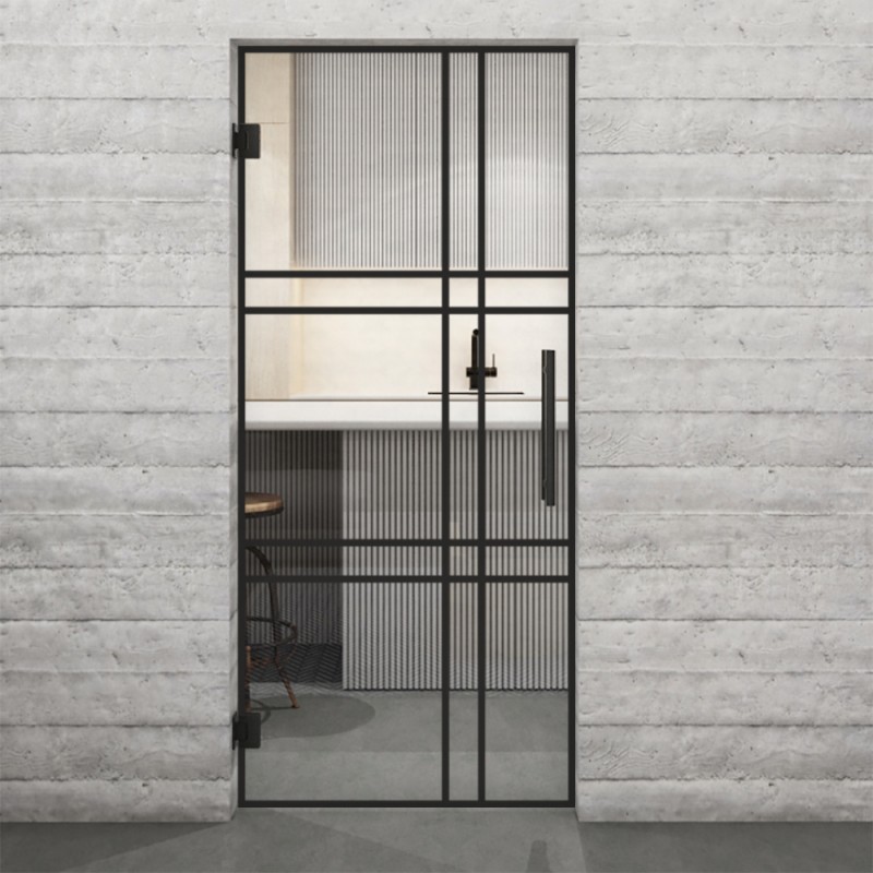 Pendeltür Loft Schwarzlack 20 Auf Klarglas