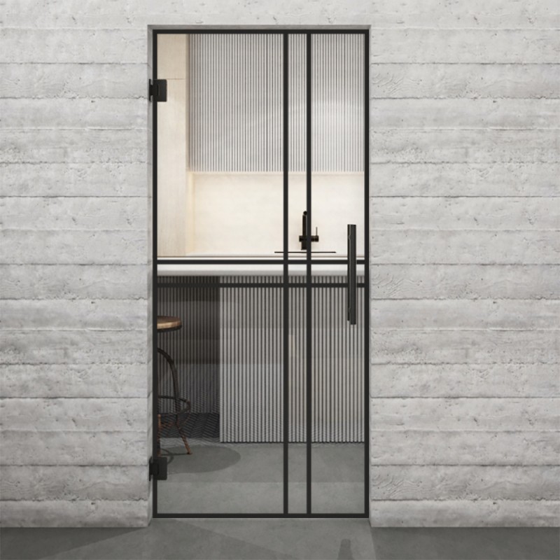 Pendeltür Loft Schwarzlack 21 Auf Klarglas