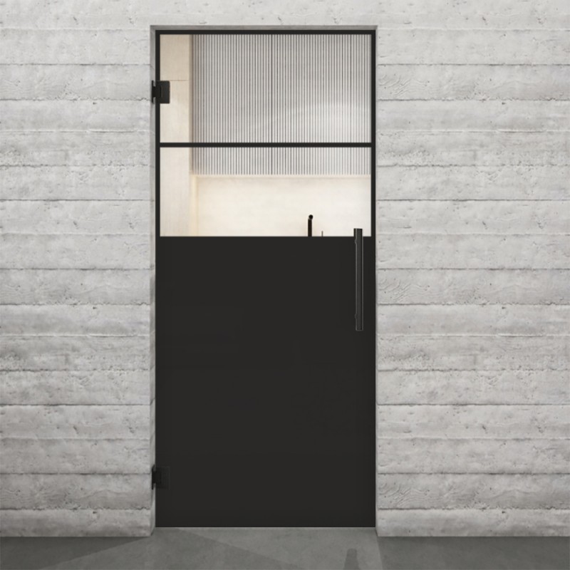 Pendeltür Loft Schwarzlack 22 Auf Klarglas