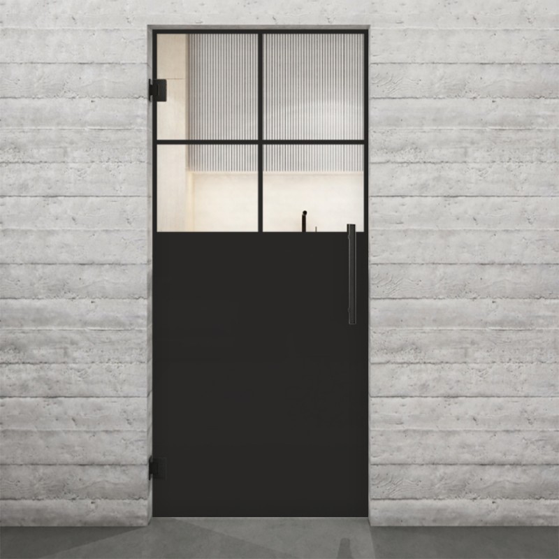 Pendeltür Loft Schwarzlack 23 Auf Klarglas