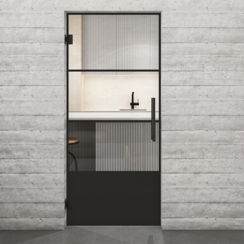 Pendeltür Loft Schwarzlack 32 Auf Klarglas