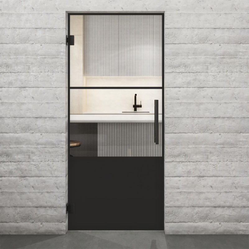 Pendeltür Loft Schwarzlack 33 Auf Klarglas