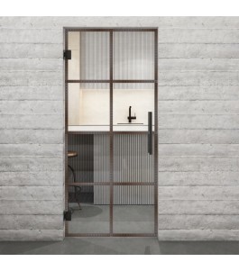 Pendeltür Loft Rosteisen Genietet 06 Auf Klarglas