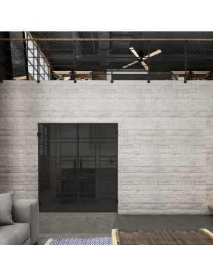 Pendeltür Loft Schwarzlack 13 Auf Grauglas-modernes Zuhause