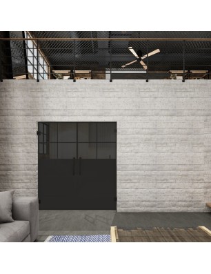 Pendeltür Loft Schwarzlack 23 Auf Grauglas-modernes Zuhause