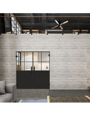 Pendeltür Loft Schwarzlack 24 Auf Klarglas-modernes Zuhause