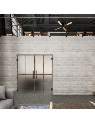 Pendeltür Loft Rosteisen Genietet 08 Blickdicht