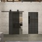 Pendeltür Loft Schwarzlack 11 Auf Grauglas
