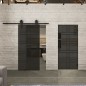 Pendeltür Loft Schwarzlack 13 Auf Grauglas