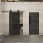 Pendeltür Loft Schwarzlack 19 Auf Grauglas