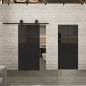 Pendeltür Loft Schwarzlack 23 Auf Grauglas