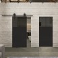 Pendeltür Loft Schwarzlack 25 Auf Grauglas