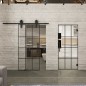 Pendeltür Loft Schwarzlack 10 Auf Klarglas