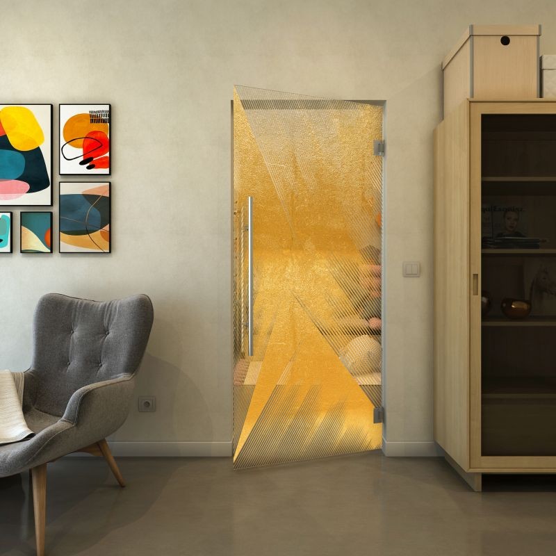 Pendeltür - Fineprint Modell 026 Gold auf Klarglas